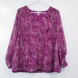 Nine West Pleated V-Neck Blouse